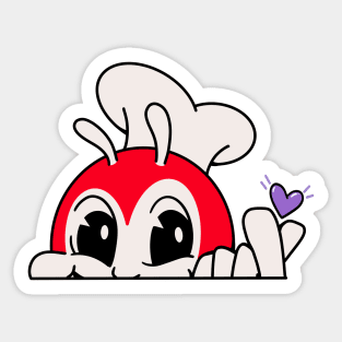 JOLLIBEE PEEKING FINGER HEART FILIPINO STICKER RIGHT Sticker